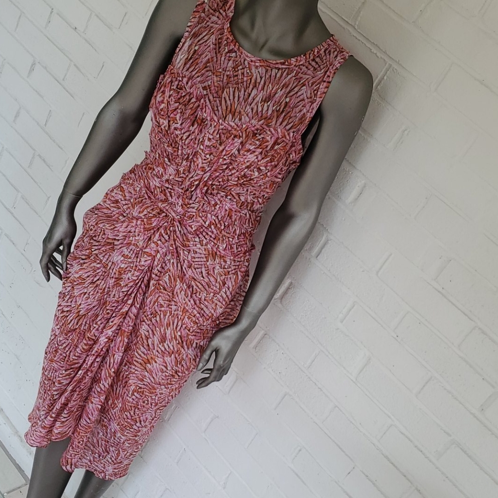 Bcbg Multi Colored Lightweight Rouched Dress - image 2